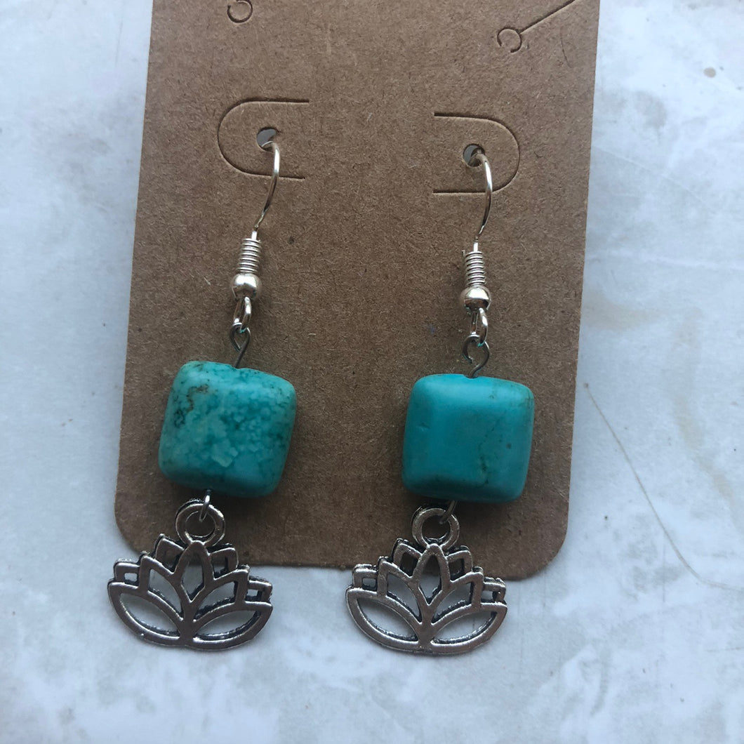 Amazonite & Lotus Earrings