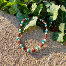 Load image into Gallery viewer, Brown, White, & Turquoise Anklet