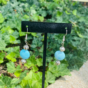 Blue Metal Earrings