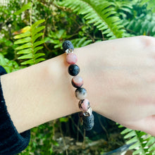 Load image into Gallery viewer, Black Lace Rhodonite &amp; Lava Stone Bracelet
