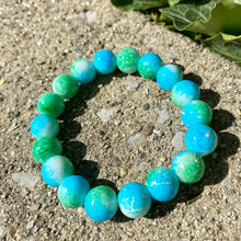 Load image into Gallery viewer, Blue &amp; Green Splatter Glass Bracelet

