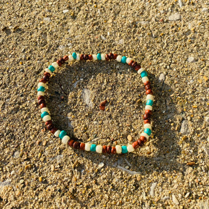 Brown, White, & Turquoise Anklet