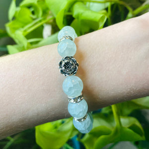 Blue Glass Lotus Bracelet