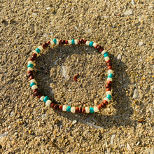 Load image into Gallery viewer, Brown, White, & Turquoise Anklet