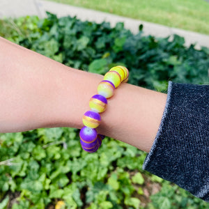 Purple, Yellow, & Gold Glass Bracelet