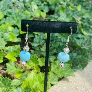 Blue Metal Earrings
