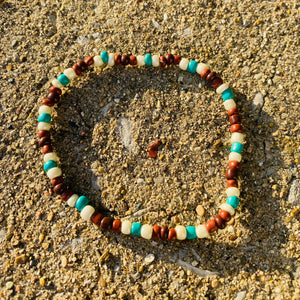 Brown, White, & Turquoise Anklet