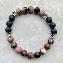 Load image into Gallery viewer, Black Lace Rhodonite &amp; Lava Stone Bracelet
