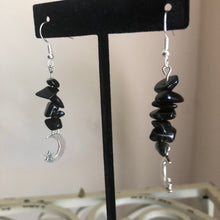 Load image into Gallery viewer, Onyx Chip Moon Earrings
