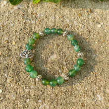 Load image into Gallery viewer, Green Agate Lotus Bracelet
