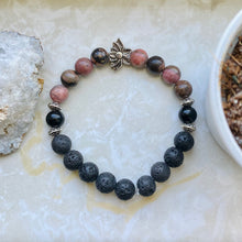 Load image into Gallery viewer, Black Lace Rhodonite, Onyx, Lava Stone, Lotus
