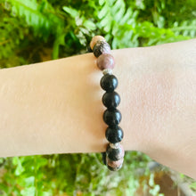Load image into Gallery viewer, Black Lace Rhodonite &amp; Onyx Bracelet
