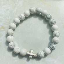Load image into Gallery viewer, Howlite Cross Bracelet