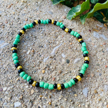 Load image into Gallery viewer, Green, Black, &amp; Gold Anklet
