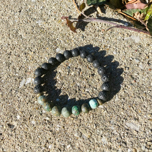 African Turquoise & Lava Stone Bracelet