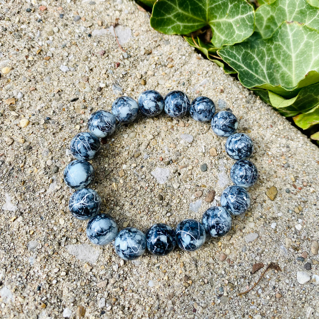 Black Splatter Glass Bracelet