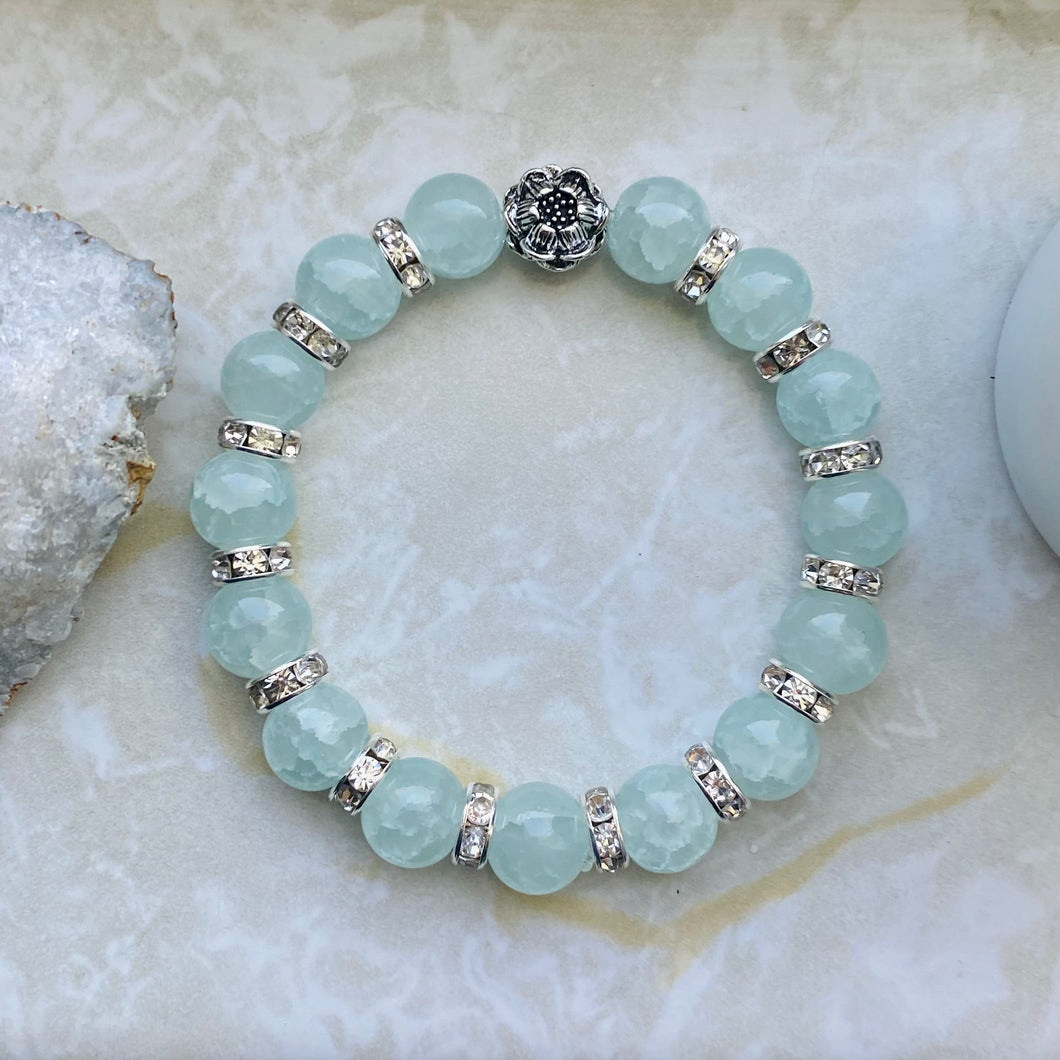 Blue Glass Lotus Bracelet