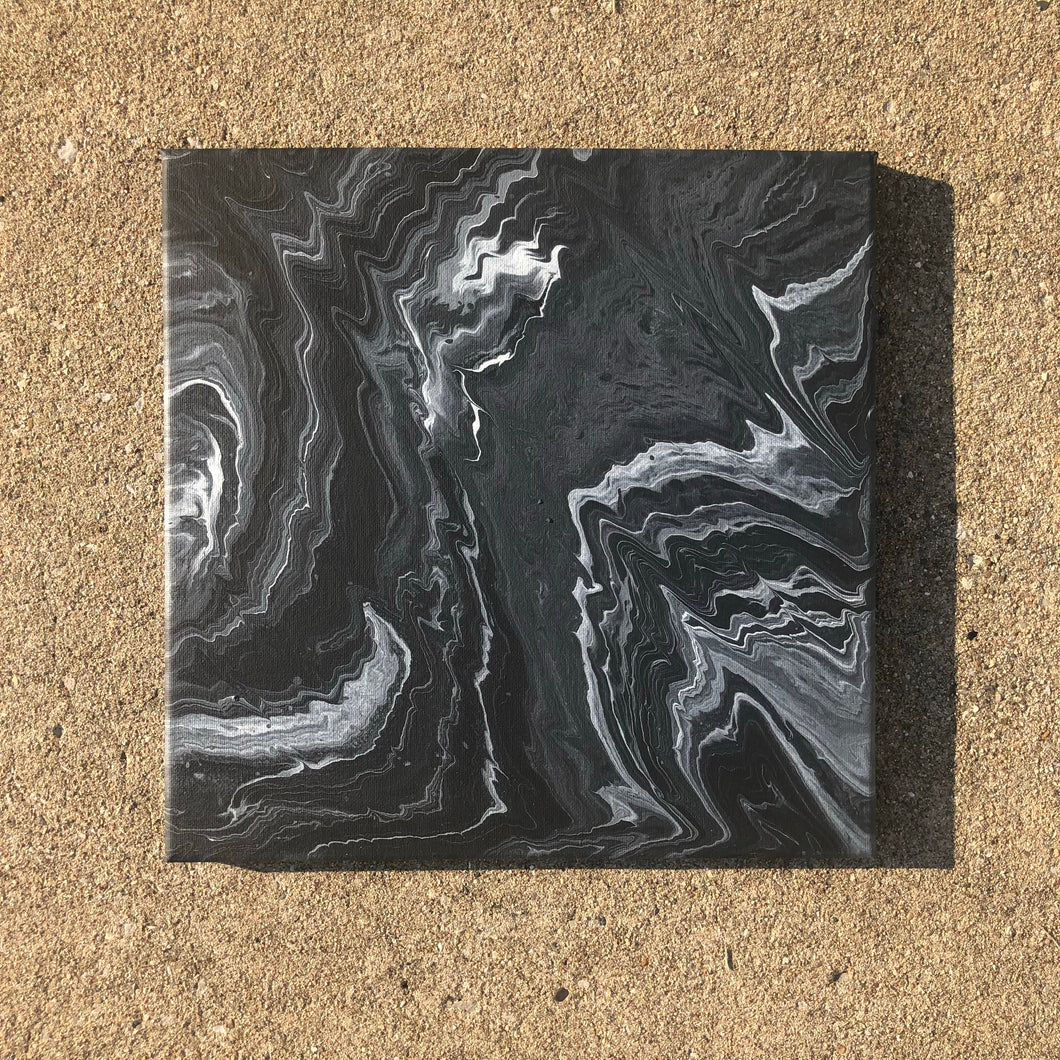 “Storm” Black & White 12x12 Painting