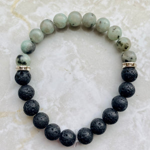 Kiwi Jasper & Lava Stone Bracelet