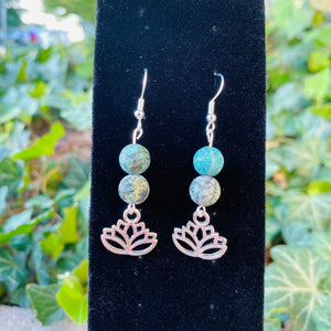 African Turquoise & Lotus Earrings
