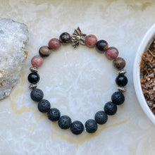 Load image into Gallery viewer, Black Lace Rhodonite, Onyx, Lava Stone, Lotus

