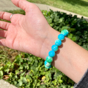 Blue & Green Splatter Glass Bracelet