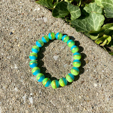 Load image into Gallery viewer, Blue, Green, &amp; Gold Glass Bracelet
