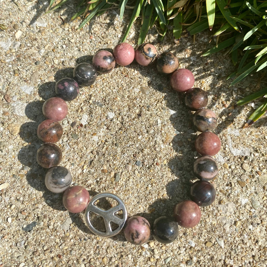 Black Lace Rhodonite Peace Bracelet