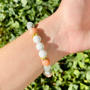 Howlite, Kiwi Jasper, & Pink Aventurine Bracelet