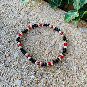 Black, Red, & Silver Anklet