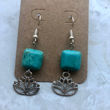 Load image into Gallery viewer, Amazonite &amp; Lotus Earrings
