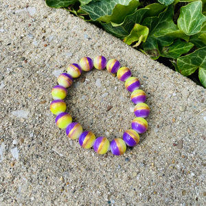 Purple, Yellow, & Gold Glass Bracelet