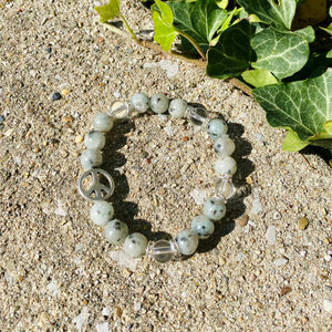Kiwi Jasper & Clear Quartz Peace Bracelet