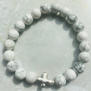 Howlite Cross Bracelet