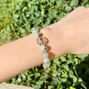 Kiwi Jasper & Clear Quartz Peace Bracelet