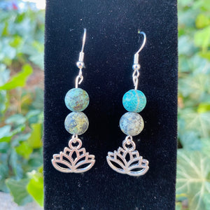 African Turquoise & Lotus Earrings