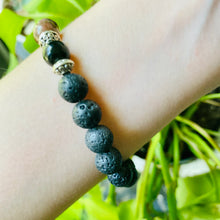 Load image into Gallery viewer, Black Lace Rhodonite, Onyx, Lava Stone, Lotus
