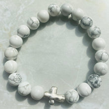 Load image into Gallery viewer, Howlite Cross Bracelet