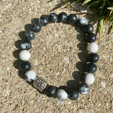 Load image into Gallery viewer, Zebra Stone Buddha Bracelet
