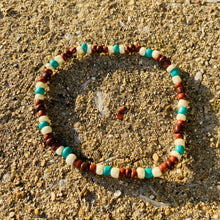 Load image into Gallery viewer, Brown, White, & Turquoise Anklet