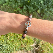 Load image into Gallery viewer, Black Lace Rhodonite Peace Bracelet
