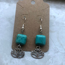 Load image into Gallery viewer, Amazonite &amp; Lotus Earrings
