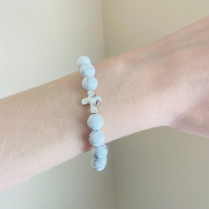 Howlite Cross Bracelet