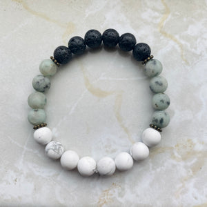Kiwi Jasper, Howlite, Lava Stone Bracelet