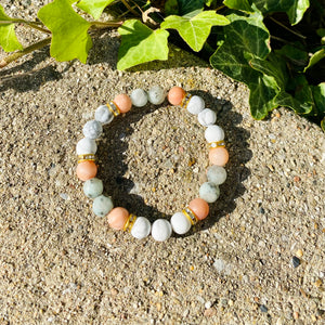 Howlite, Kiwi Jasper, & Pink Aventurine Bracelet
