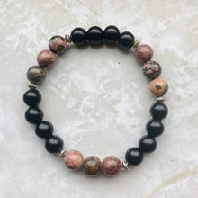 Load image into Gallery viewer, Black Lace Rhodonite &amp; Onyx Bracelet
