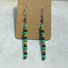 Load image into Gallery viewer, Seed Bead Earrings in Green, Black, &amp; Gold
