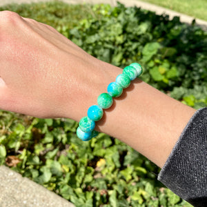 Blue & Green Splatter Glass Bracelet