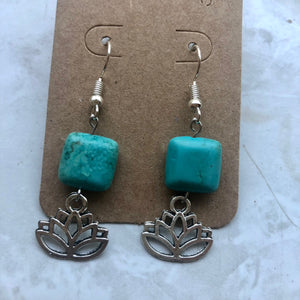 Amazonite & Lotus Earrings