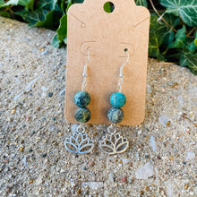 Load image into Gallery viewer, African Turquoise & Lotus Earrings